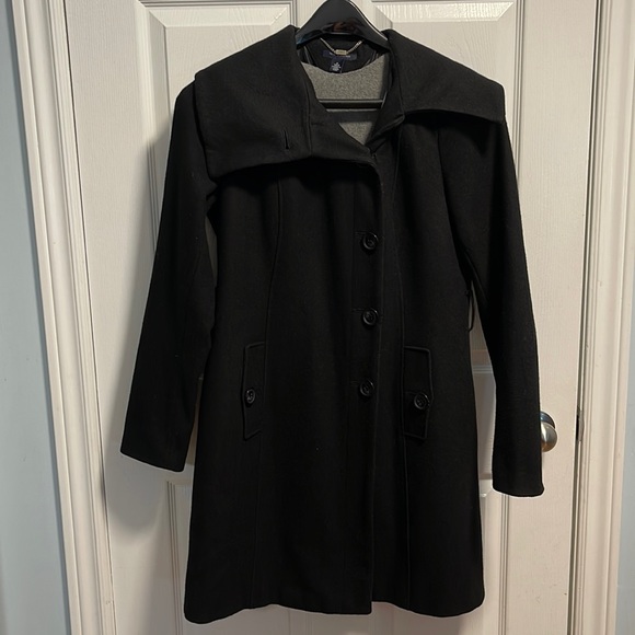 Tommy Hilfiger black button up pea coat size medium - Picture 1 of 12